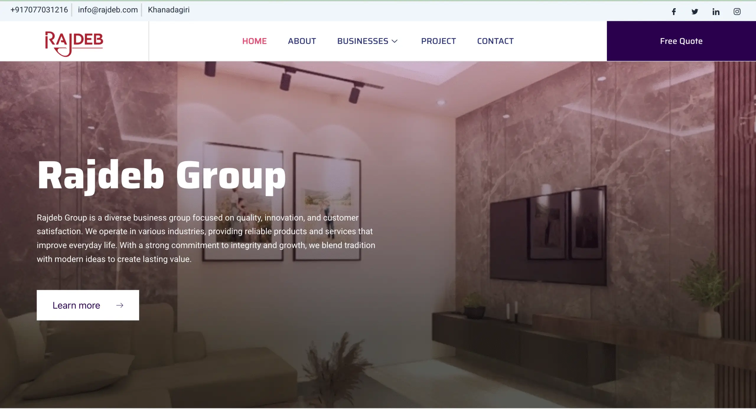 Rajdeb a multi-industry website screenshot